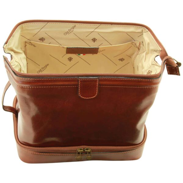 Beauty case in pelle. Marrone - immagine 3