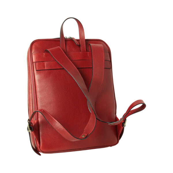 Zaino in pelle con fascia per trolley. Rosso - immagine 2