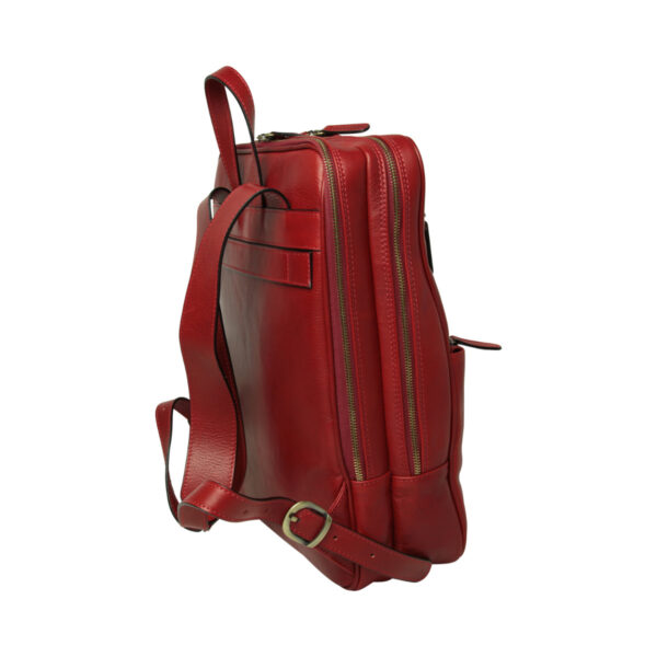 Zaino in pelle con fascia per trolley. Rosso - immagine 3