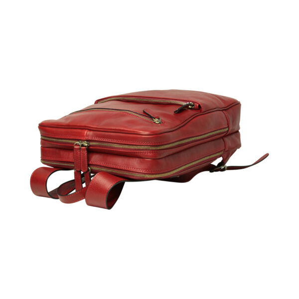 Zaino in pelle con fascia per trolley. Rosso - immagine 4