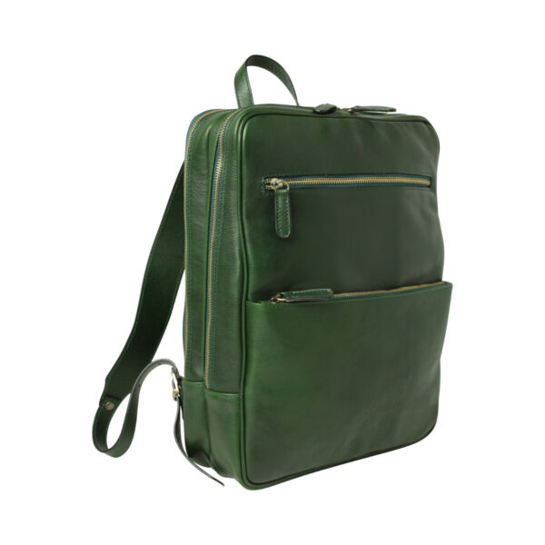 Zaino in pelle con fascia per trolley. Verde - immagine 2