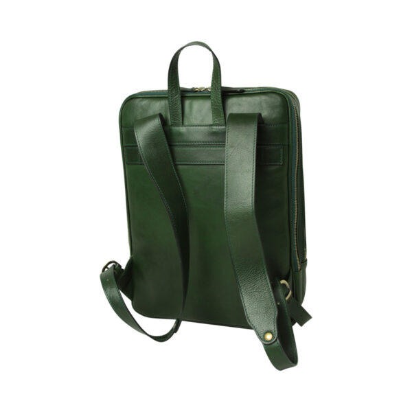 Zaino in pelle con fascia per trolley. Verde - immagine 3