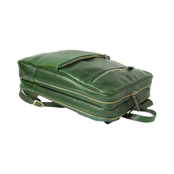 Zaino in pelle con fascia per trolley. Verde - immagine 5