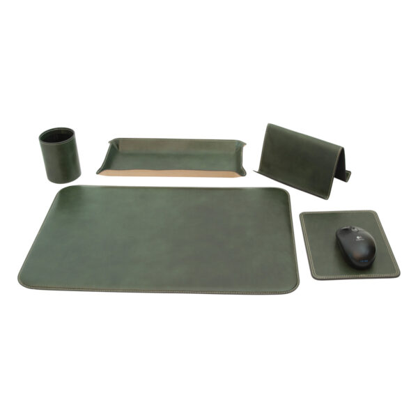 Set da scrivania in pelle - 5 pz Verde - immagine 2