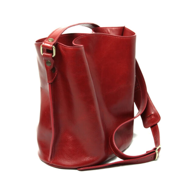 Borsa a tracolla in pelle con rosa rossa in pelle - immagine 3